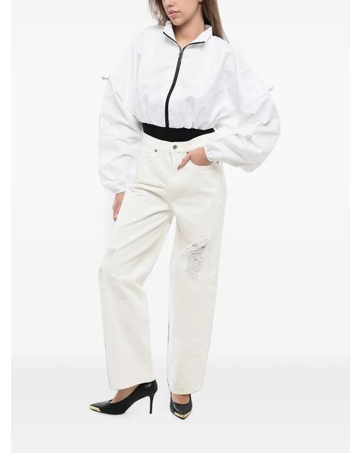 Reebok White Cardi B Drawstring Jacket