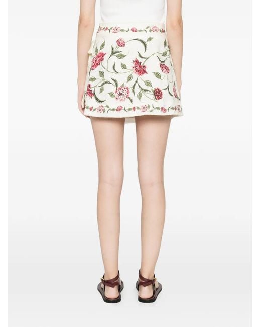 Agua Bendita White Luna Floral Skirt