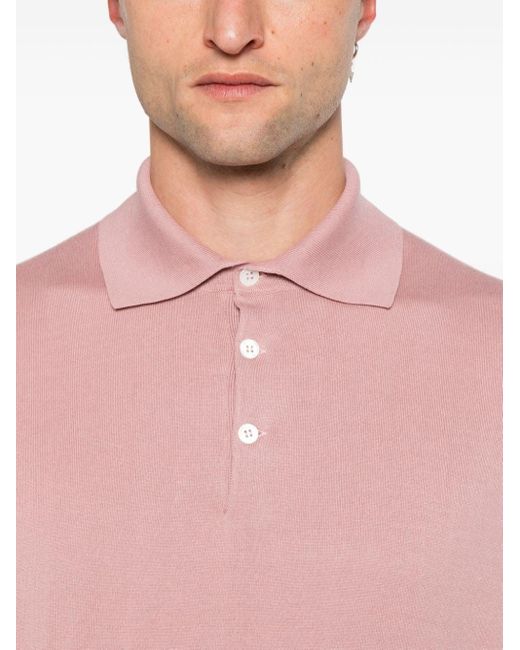 Brunello Cucinelli Gebreid Poloshirt in het Pink voor heren