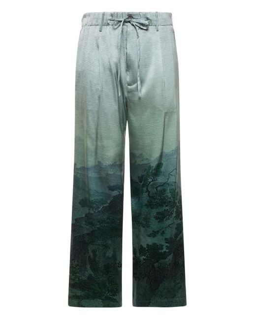 Pierre Louis Mascia Green Hose mit Landschafts-Print