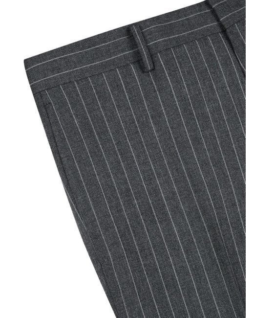 MAN ON THE BOON. Gray Striped Tailored Trousers for men