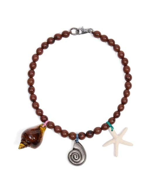 Bimba Y Lola Metallic Stones And Seashells Necklace