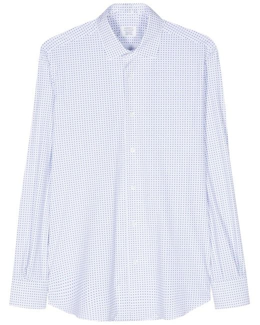 Mazzarelli White Geometric-Pattern Shirt for men