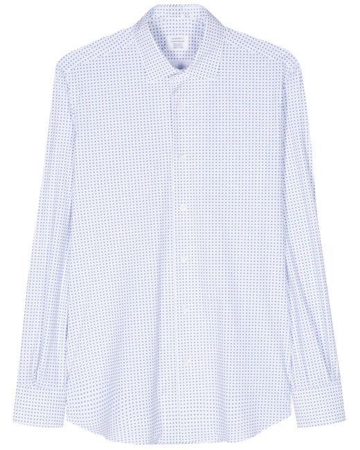Mazzarelli White Geometric-Pattern Shirt for men