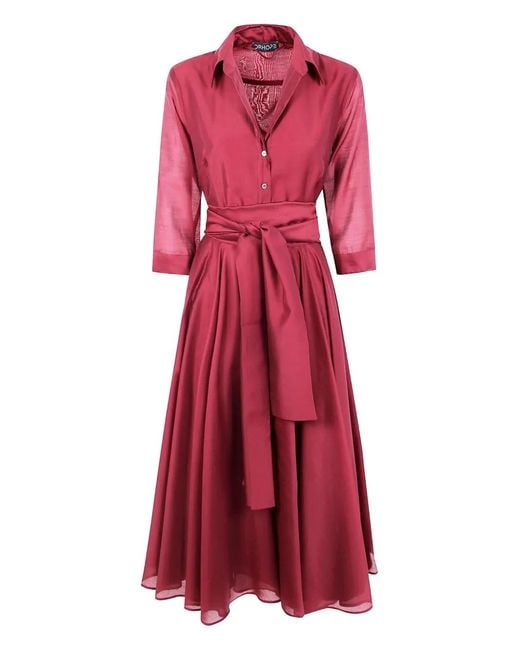 DR. HOPE Red Belted Midi Dress