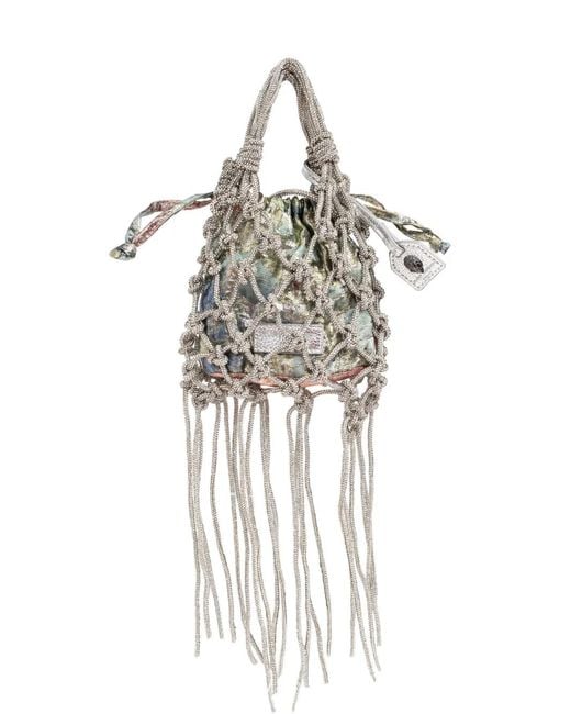 Borsa Tote Macramé Mini di Kurt Geiger in White