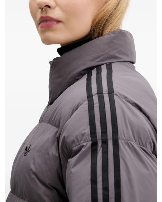 Adidas Gray Logo-Embroidery Padded Coat