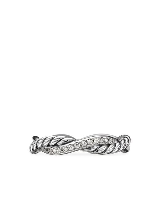 David Yurman White Sterling Petite Infinity Diamond Band Ring (4Mm)