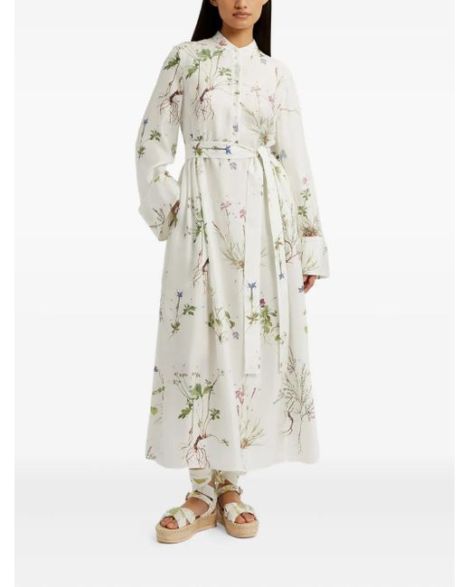 Erdem White Long-Sleeve Midi Dress