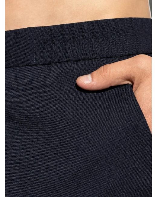 Paul Smith Blue Pantalon En Laine À Taille Élastiquée for men