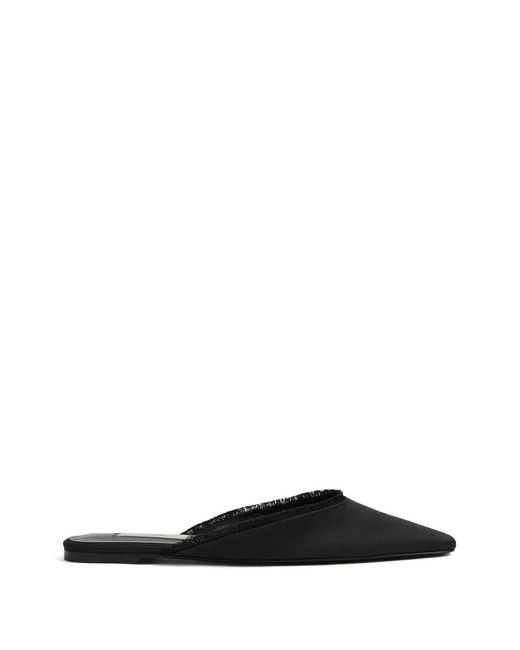 Totême Black Frayed Satin Lounge Slippers