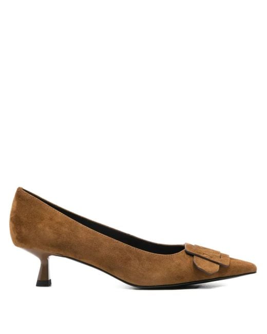 Bibi Lou Brown Buckle-Detail Pointed-Toe Pumps
