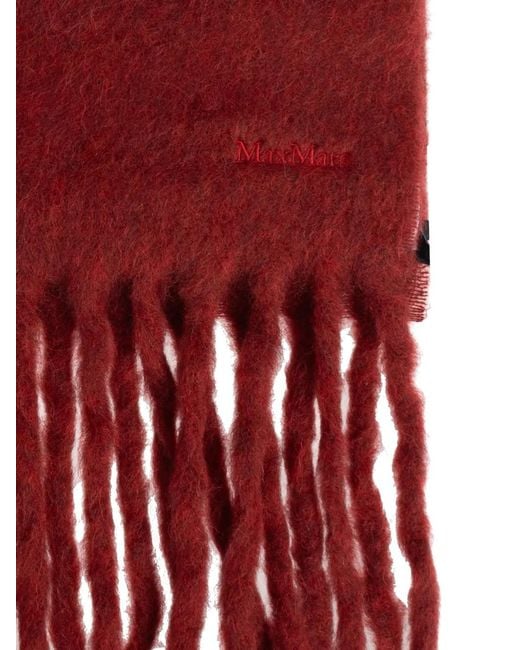 Max Mara Red Osso Fringed Scarf