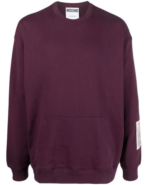 Moschino Purple Logo-Patch Organic Cotton Sweatshirt for men