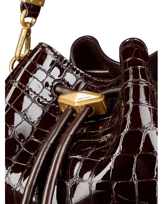 Jimmy Choo Brown Sac Porté Épaule Médium À Effet Peau De Crocodile Cinch