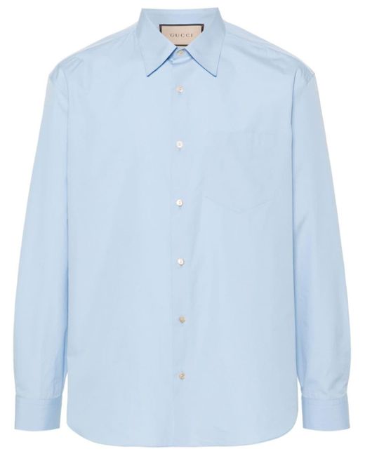 Chemise en popeline à logo brodé Gucci pour homme en coloris Blue