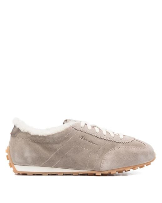 Santoni Gray Panelled Sneakers