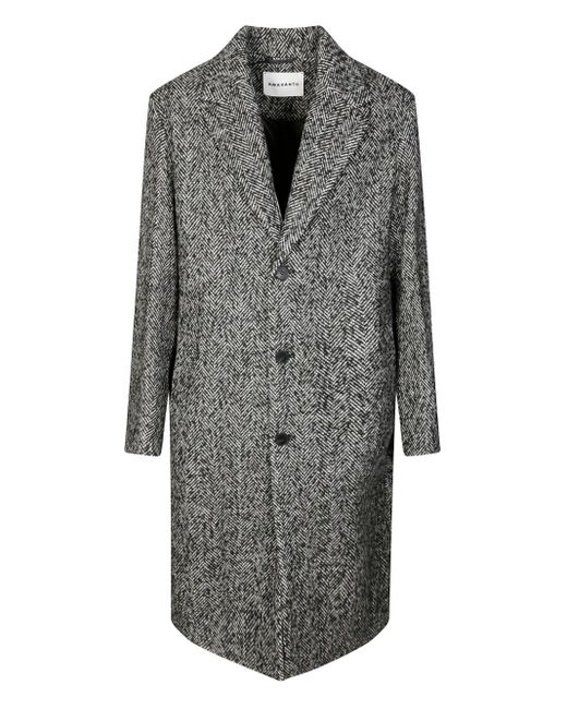 Amaranto Gray Herringbone-Pattern Coat for men