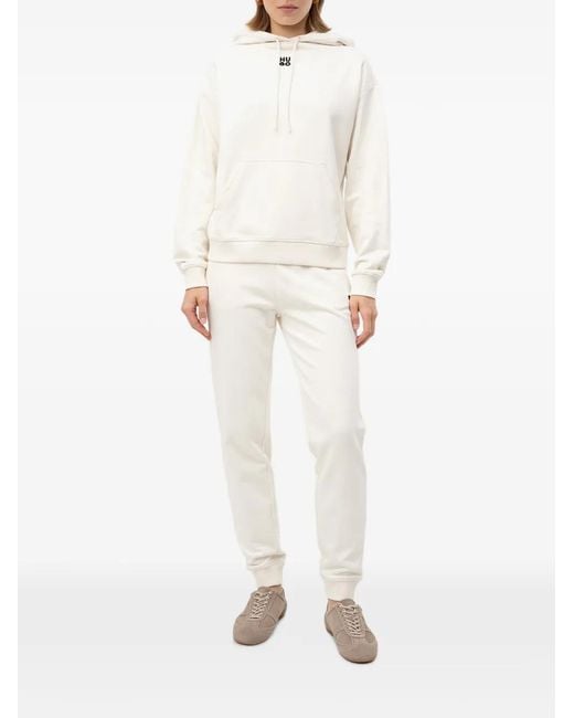 HUGO White Pantalon De Jogging À Patch Logo