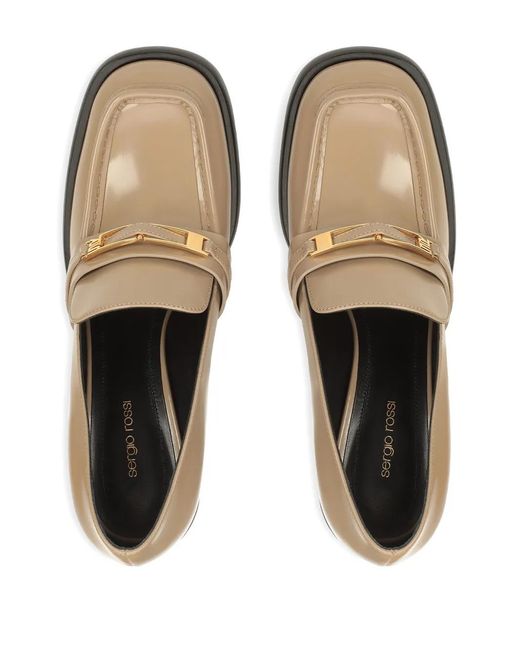 Sergio Rossi Natural Bitt Leather Loafers