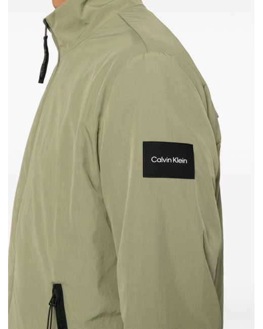 Calvin Klein Green Rubberised-logo Crinkled Jacket for men