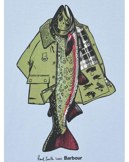 Paul Smith Blue X Barbour Graphic-Print T-Shirt for men