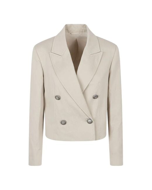 Brunello Cucinelli White Double-Breasted Blazer