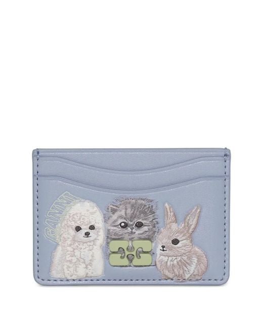 Ganni Gray Light Card Holder With Print