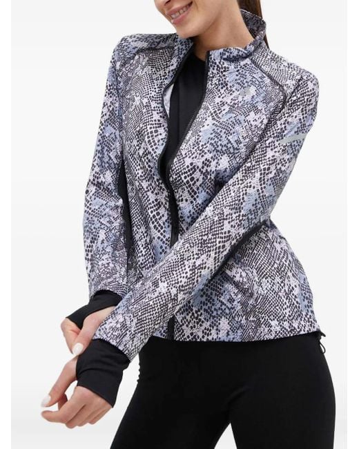Adidas Black Snakeskin-Print Zip-Up Jacket
