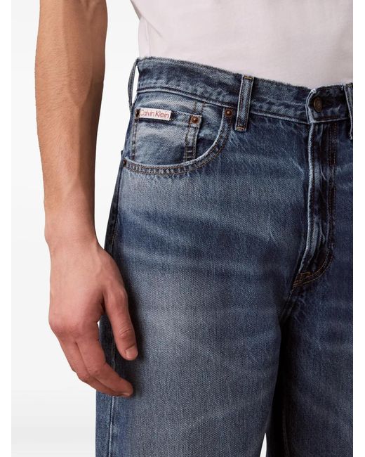 Calvin Klein Blue Faded-Effect Straight-Leg Jeans for men