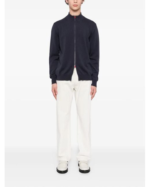 Kiton Blue Logo-Printed Jumper for men