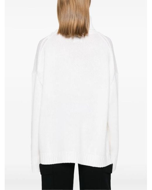 Allude White Roll-Neck Sweater
