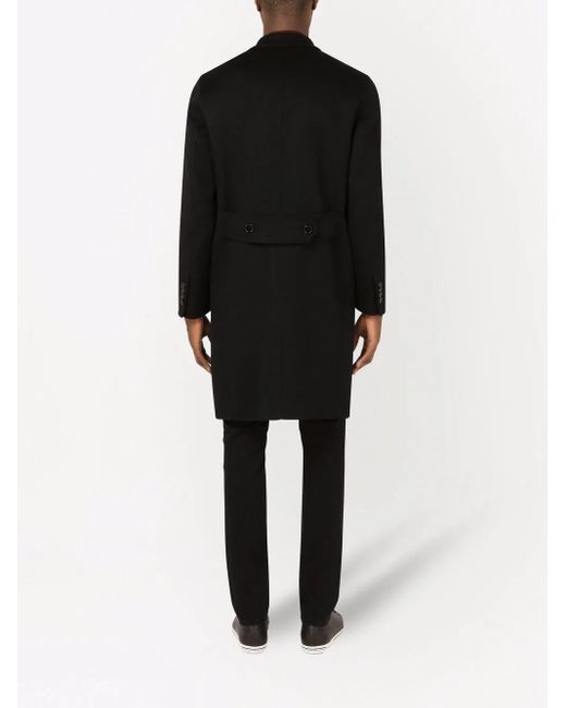 Dolce & Gabbana Black Single-Breasted Cashmere Coat for men