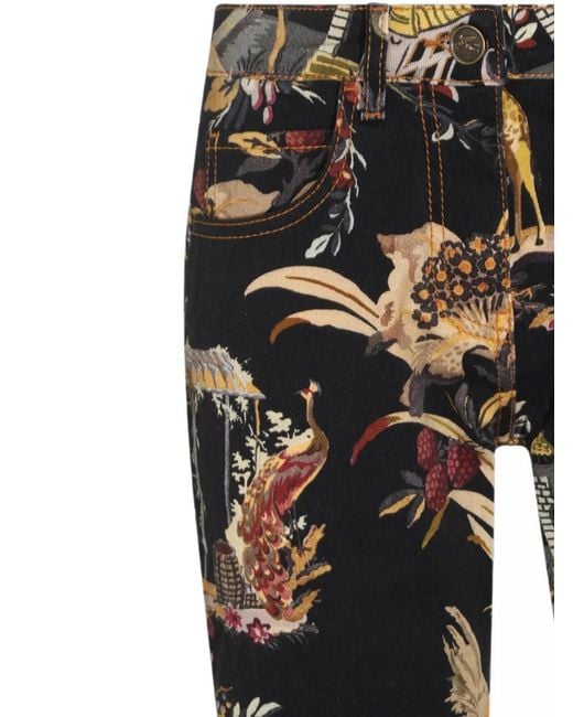 Etro Black Graphic-Print Jeans