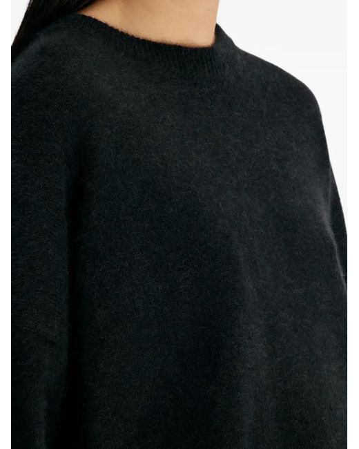 Loulou de Saison Black Tristan Lds Ribbed-Trim Dropped-Shoulder Sweater