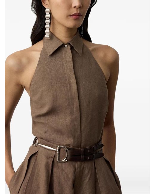 Ralph Lauren Brown Eldred Halterneck Backless Top