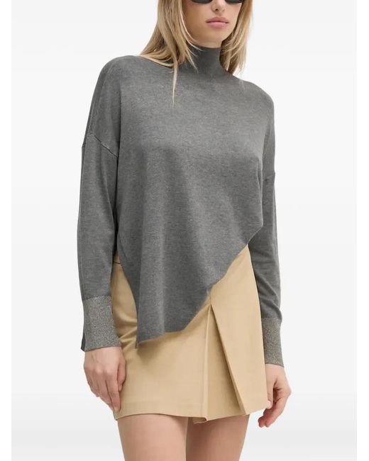 GAUDI Gray High-Neck Asymmetric Sweater