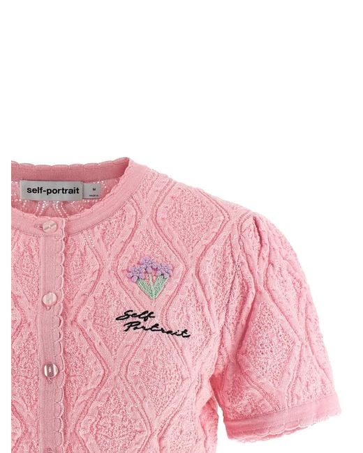 Self-Portrait Gebreide Top in het Pink