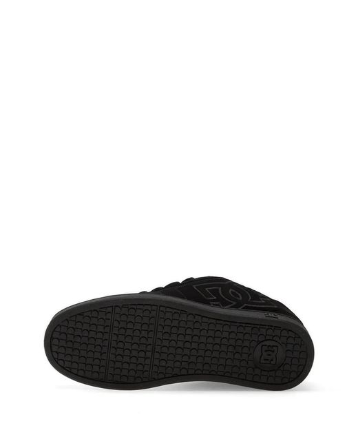 DC Shoes Black Net Logo-Patch Suede Sneakers for men