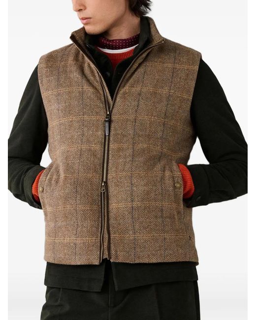 Hackett Black Herringbone Check Gilet for men