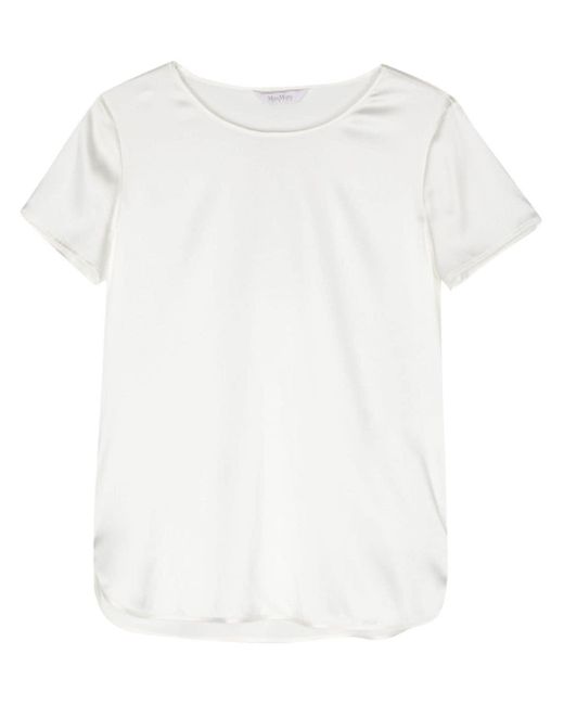 Max Mara White Cortona T-Shirt aus Satin