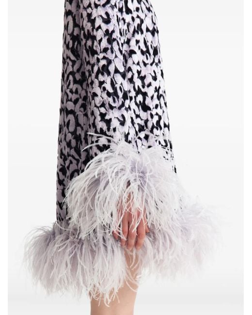16Arlington Hodi Mini-Jurk Met Veren in het White