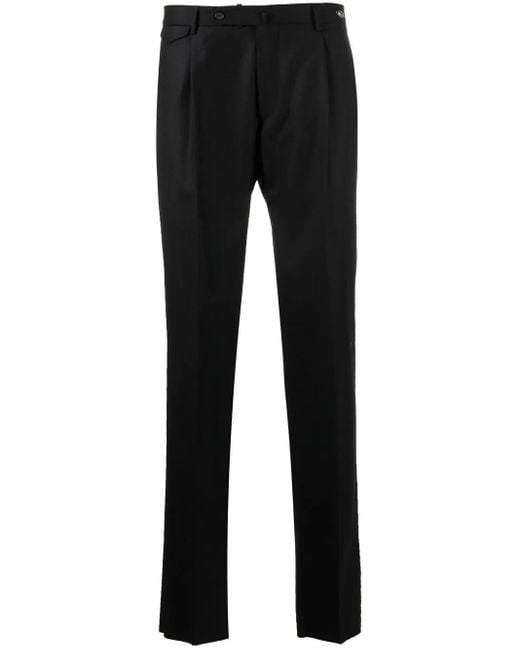 Tagliatore Black Tailored Formal Trousers With Structured Waistband for men