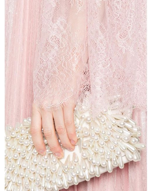 Self-Portrait Maxi-Jurk Met Metallic-Effect in het Pink