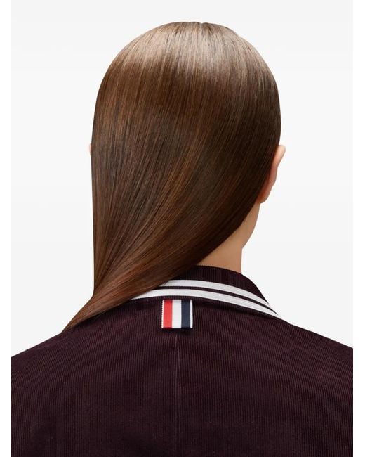 Thom Browne Blue Corduroy Stripe-Trim Coat
