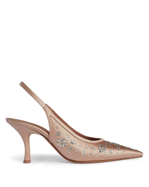 Malone Souliers Natural Cameron 70mm Crystal-embellished Pointed Pumps