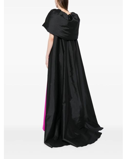 Saiid Kobeisy Black Cape-Detail Wide-Leg Jumpsuit