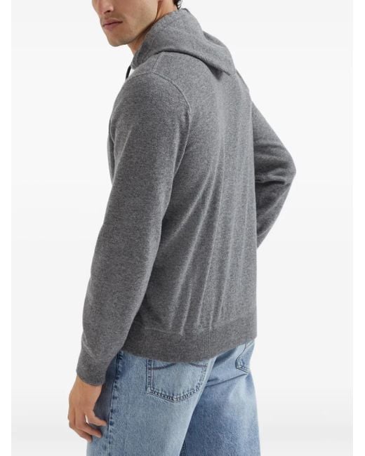Brunello Cucinelli Gray Cashmere Hoodie for men