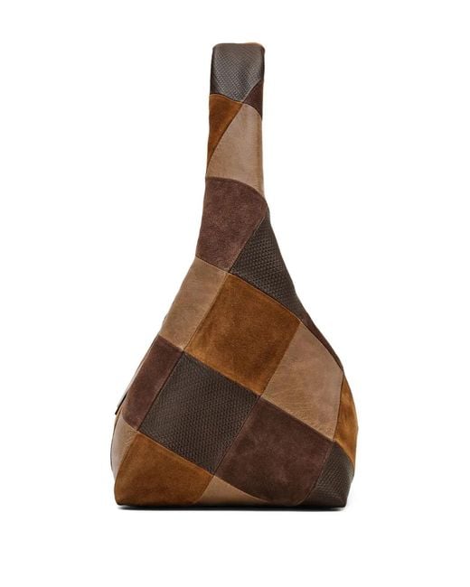 Marc Jacobs The Suede Patchwork Sack Bag In Brown Leather