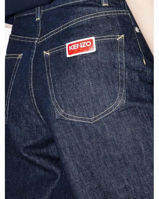 KENZO Blue Ayame Logo-Patch Jeans